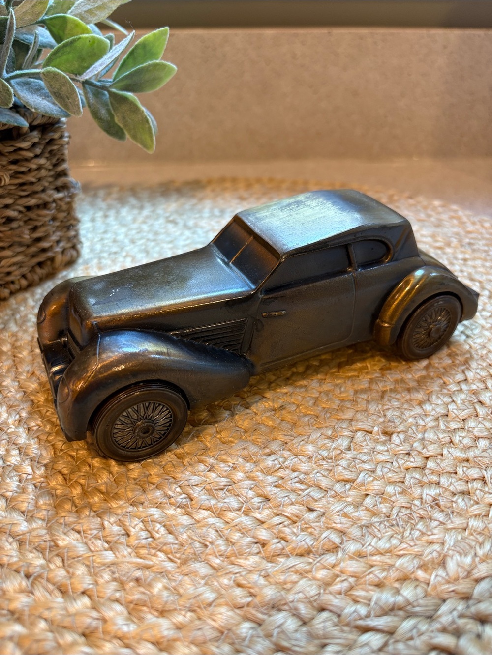 Vintage 1974 Cast Metal Car Automobile Coin Bank